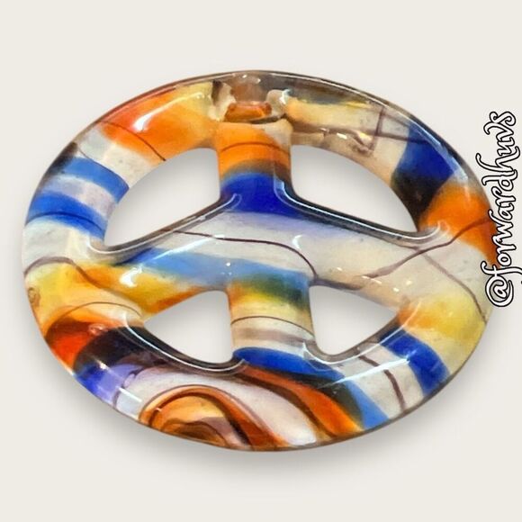 Bundle Sale 3 for $15 | Vibrant Colorful Glass Peace Pendant - Picture 3 of 10